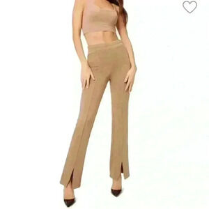 Good American Split Flare Sweat Pants sz 2 taupe